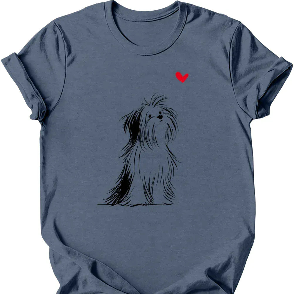 Shih Tzu sketch tee heather indigo