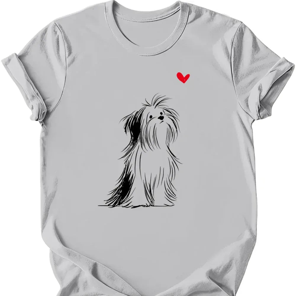 Shih Tzu sketch tee ice grey
