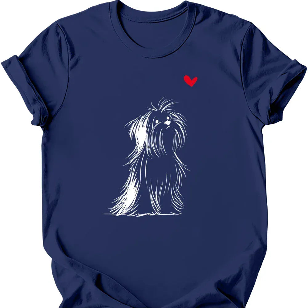 Shih Tzu sketch tee navy