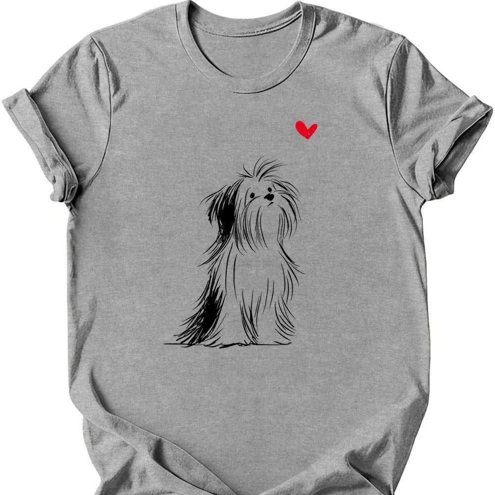 Shih Tzu sketch tee sport grey
