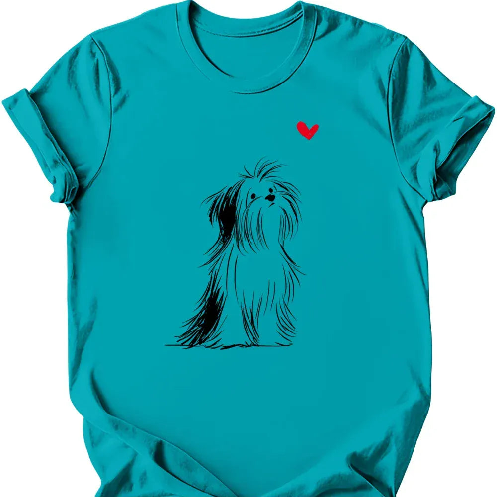 Shih Tzu sketch tee tropical blue
