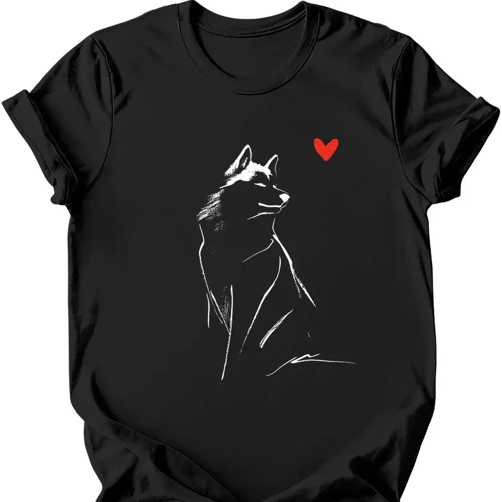 Siberian Husky sketch tee black