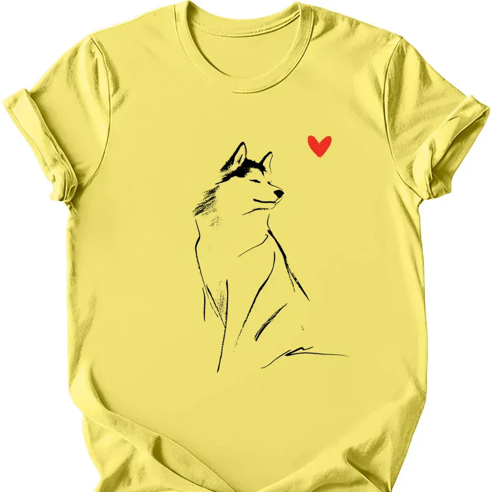 Siberian Husky sketch tee cornsilk