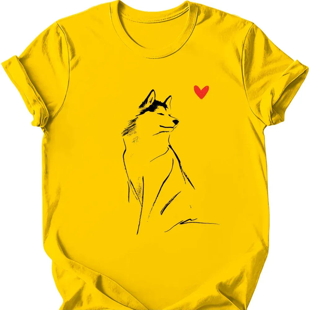 Siberian Husky sketch tee daisy