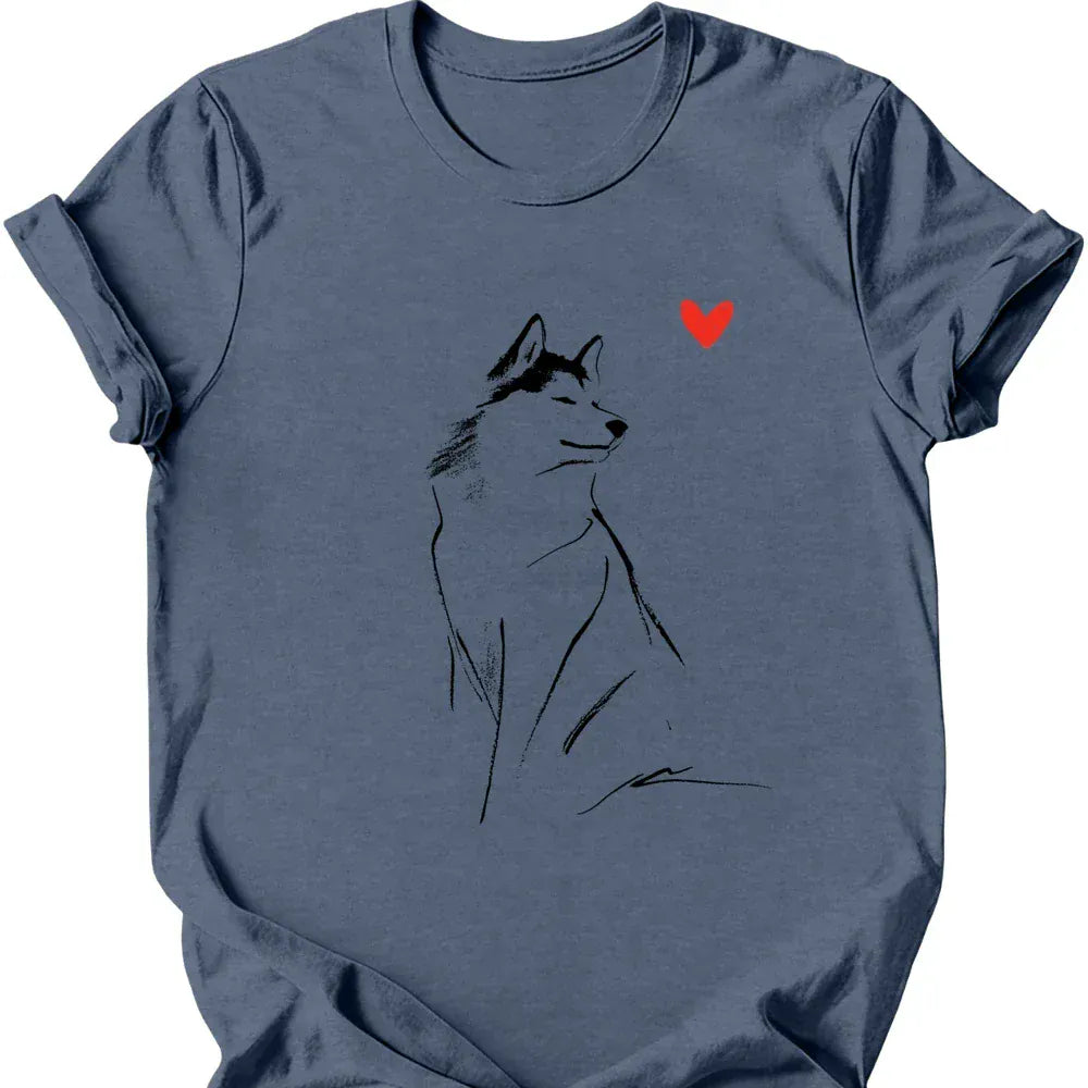 Siberian Husky sketch tee heather indigo