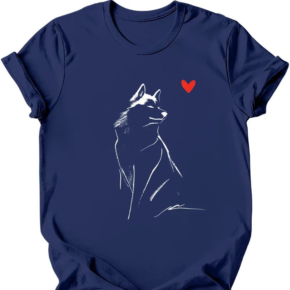 Siberian Husky sketch tee navy
