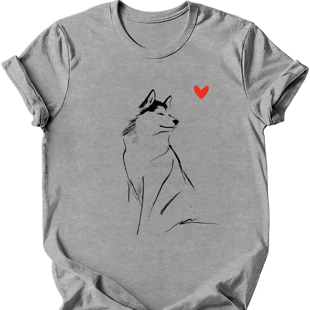 Siberian Husky sketch tee sport grey