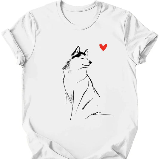 Siberian Husky sketch tee white