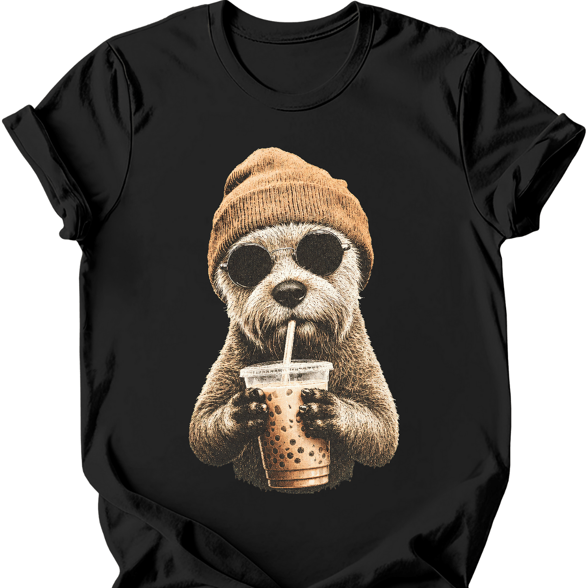 soft coated wheaten hipster dog tee black