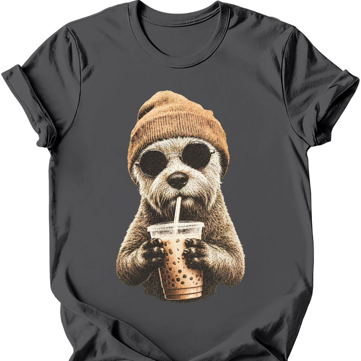 soft coated wheaten hipster dog tee charcoal