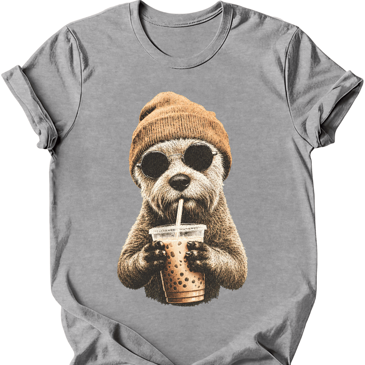 soft coated wheaten hipster dog tee sport grey