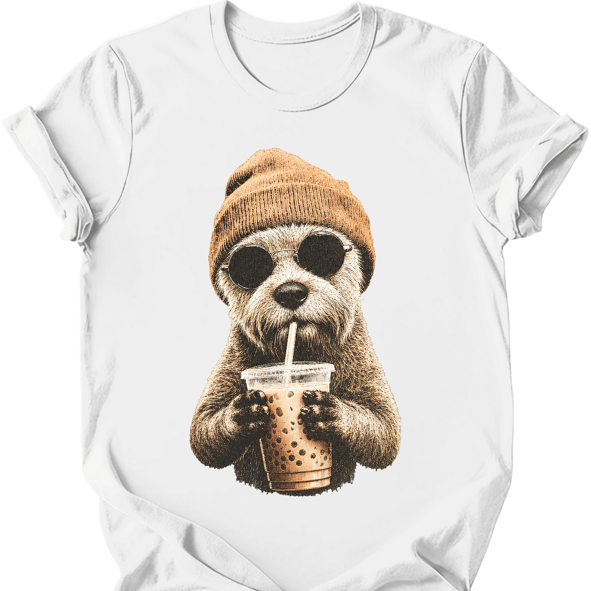 soft coated wheaten hipster dog tee white