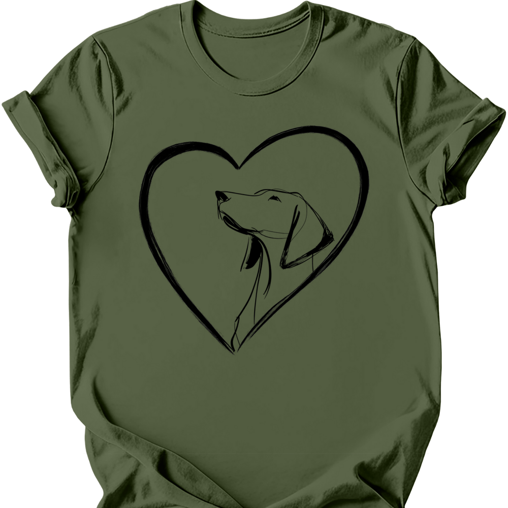 Vizsla heart dog tee military green