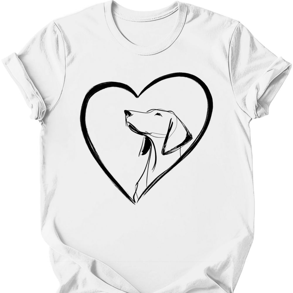 Vizsla heart dog tee white