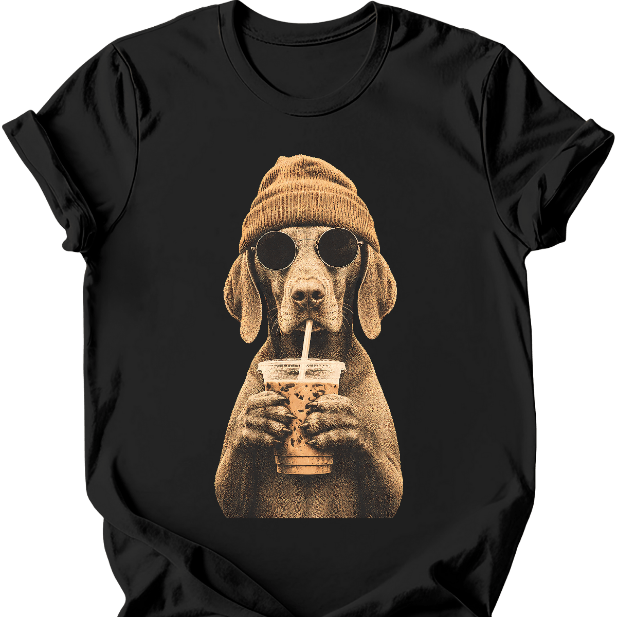 vizsla hipster dog tee black