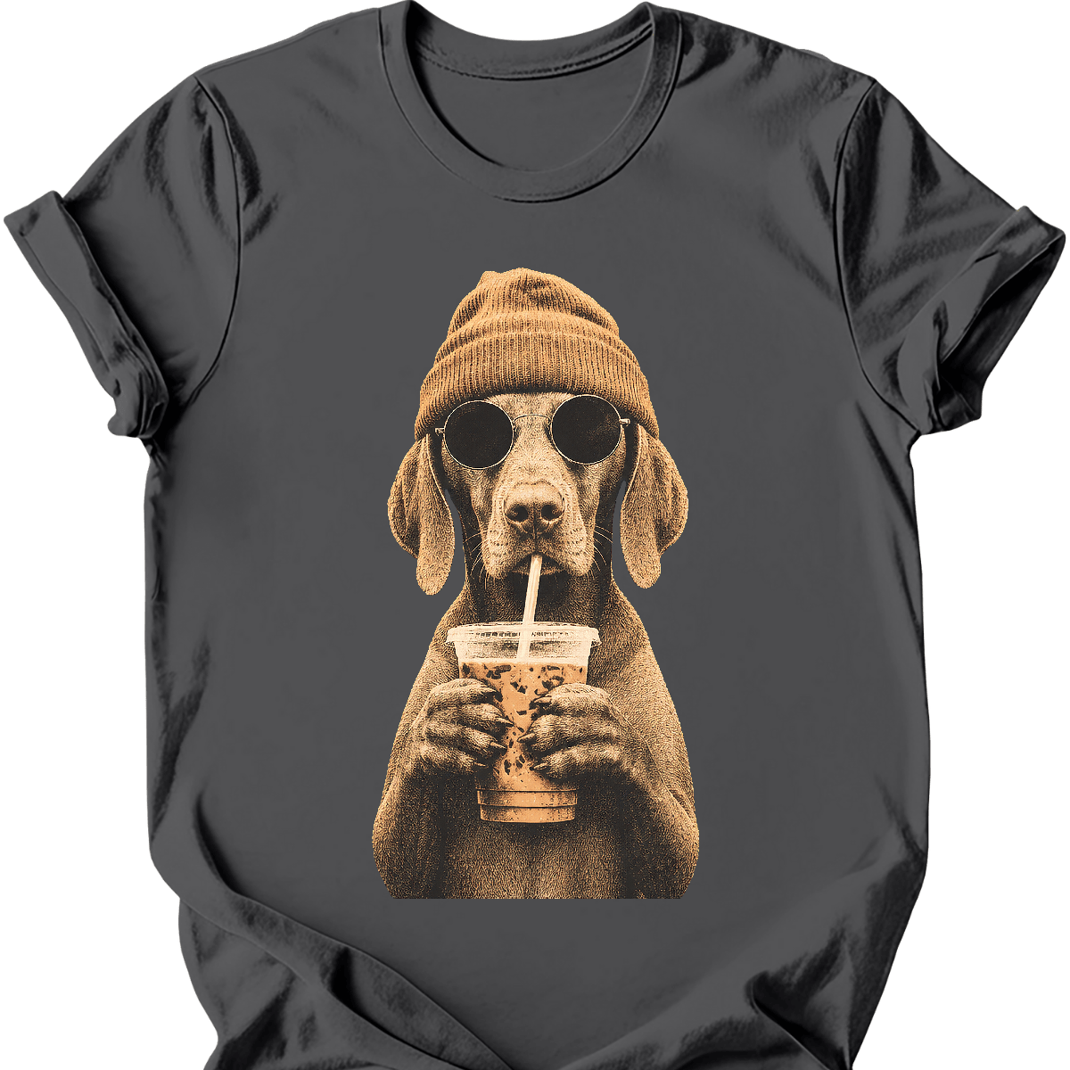 vizsla hipster dog tee charcoal