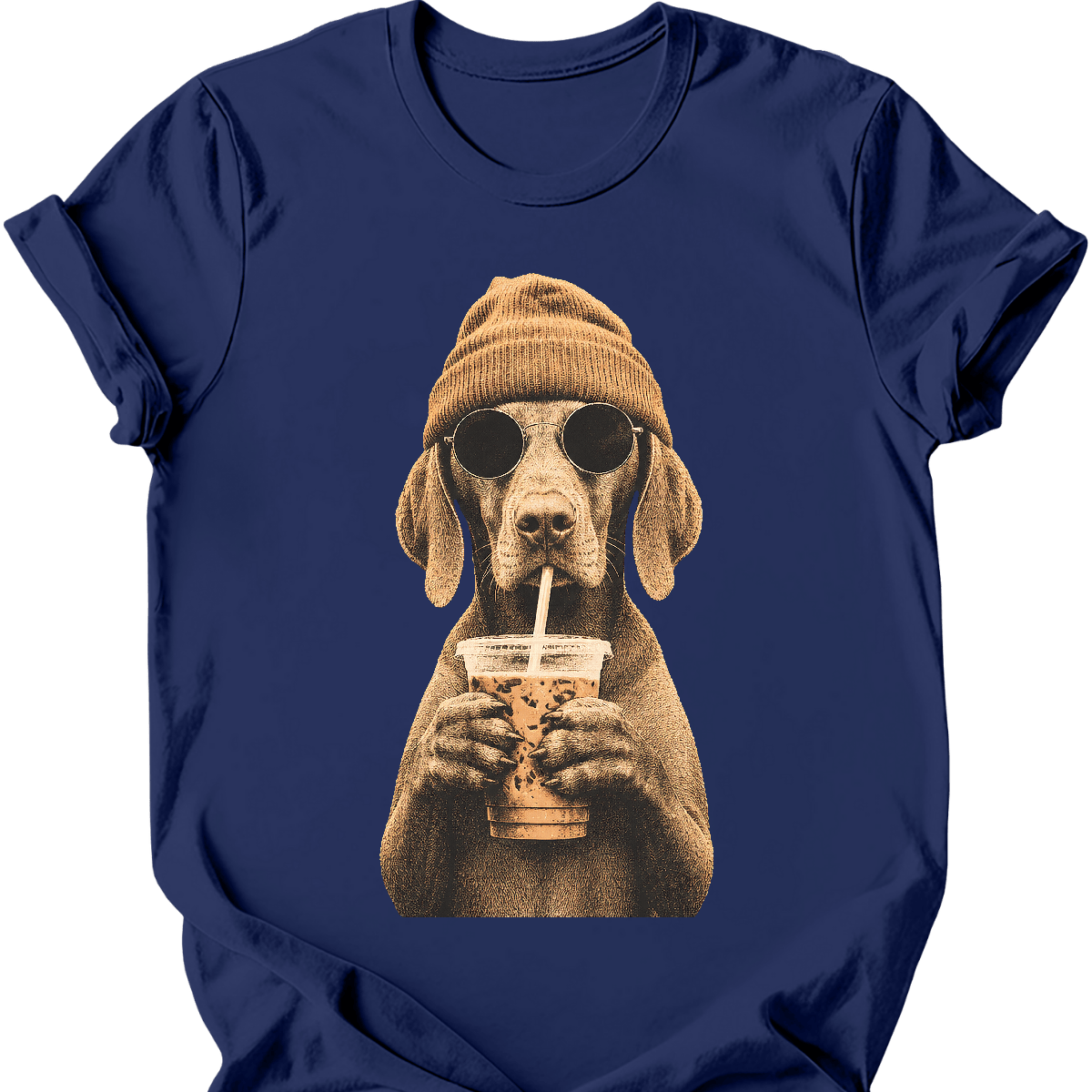 vizsla hipster dog tee navy