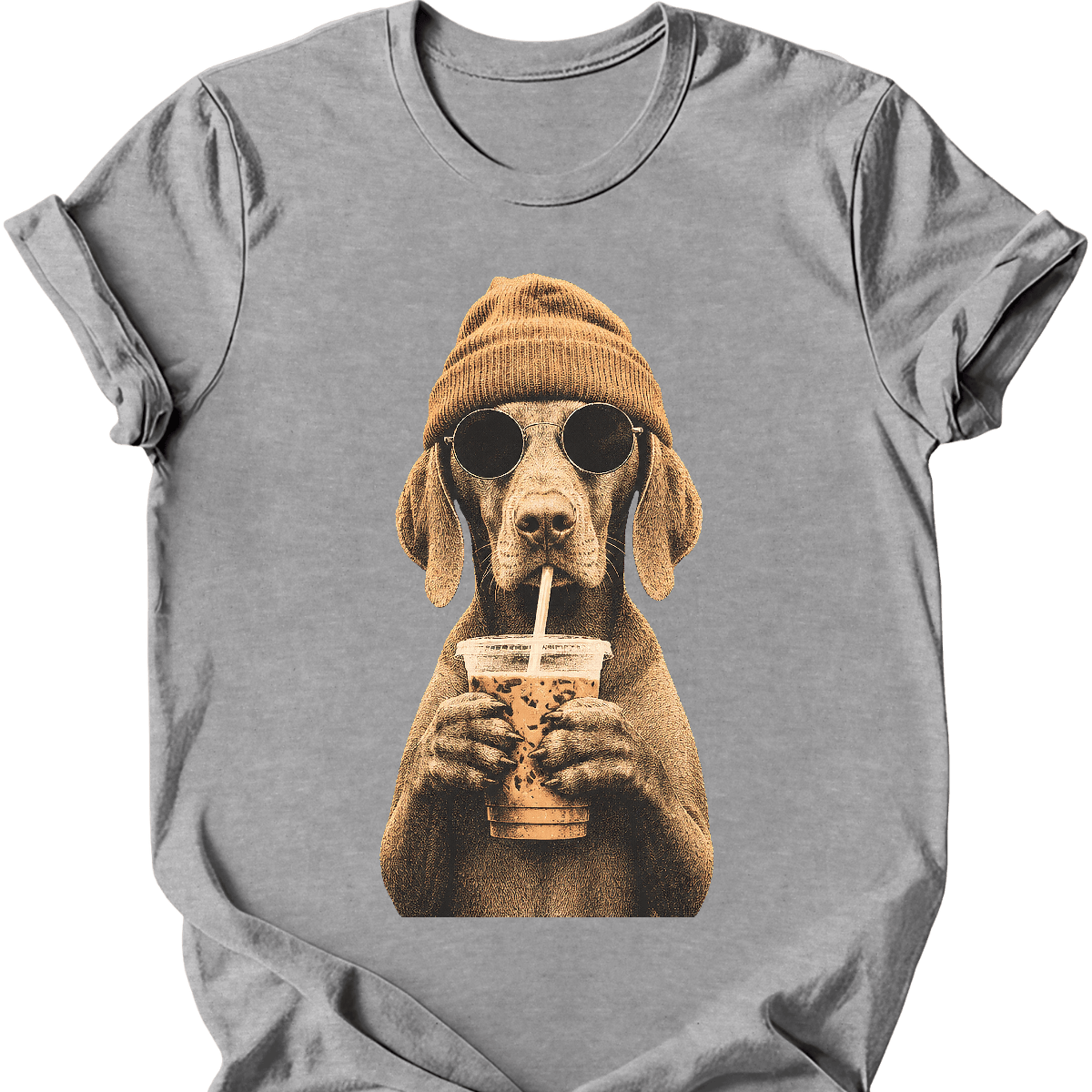 vizsla hipster dog tee sport grey