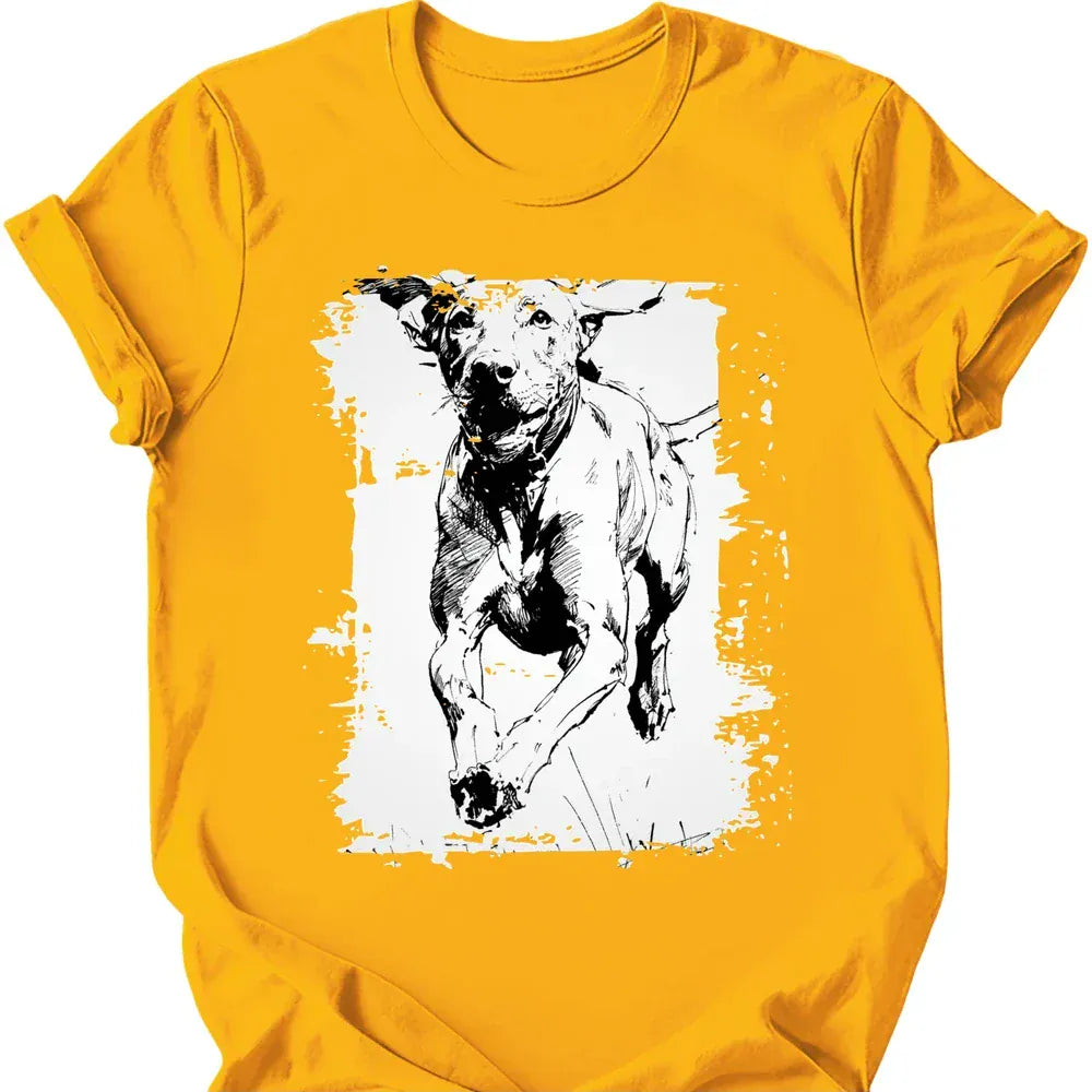 Vizsla running dog tee gold