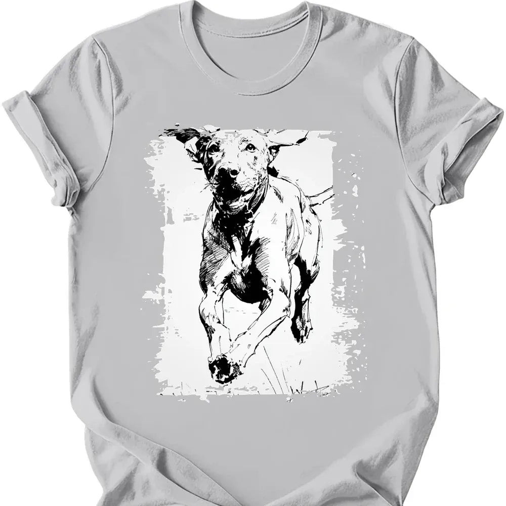 Vizsla running dog tee ice grey
