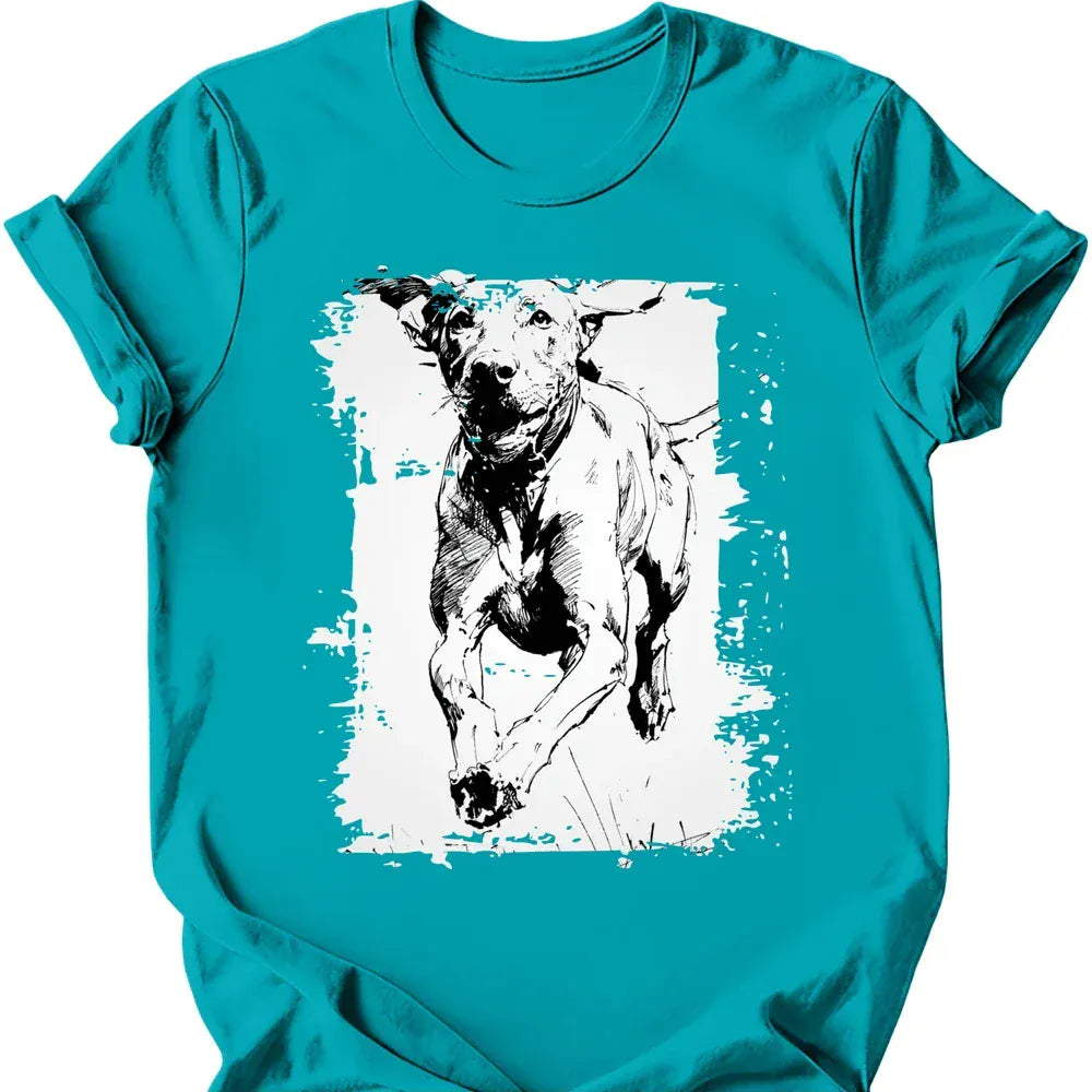 Vizsla running dog tee tropical blue