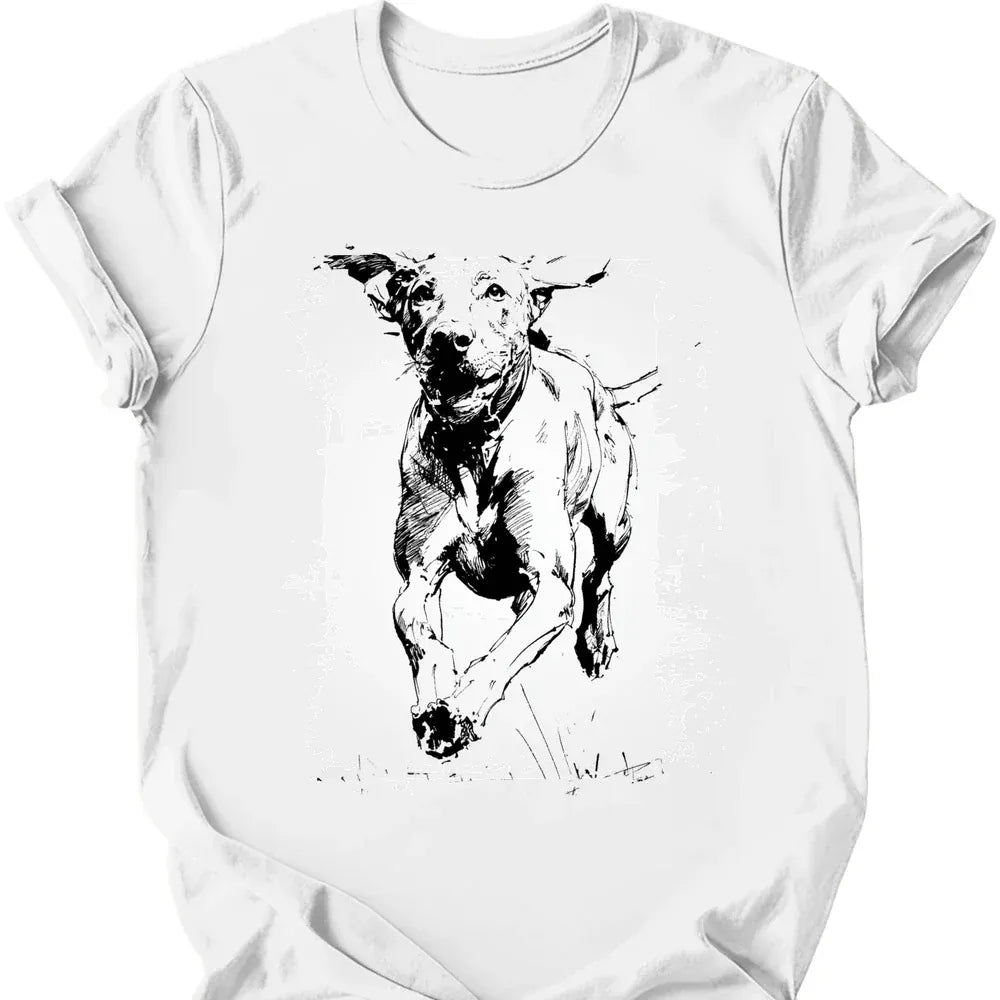 Vizsla running dog tee white