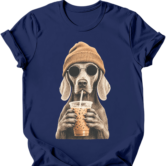 weimaraner hipster dog tee navy