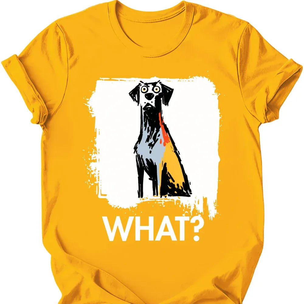 Weimaraner what dog shirt gold color