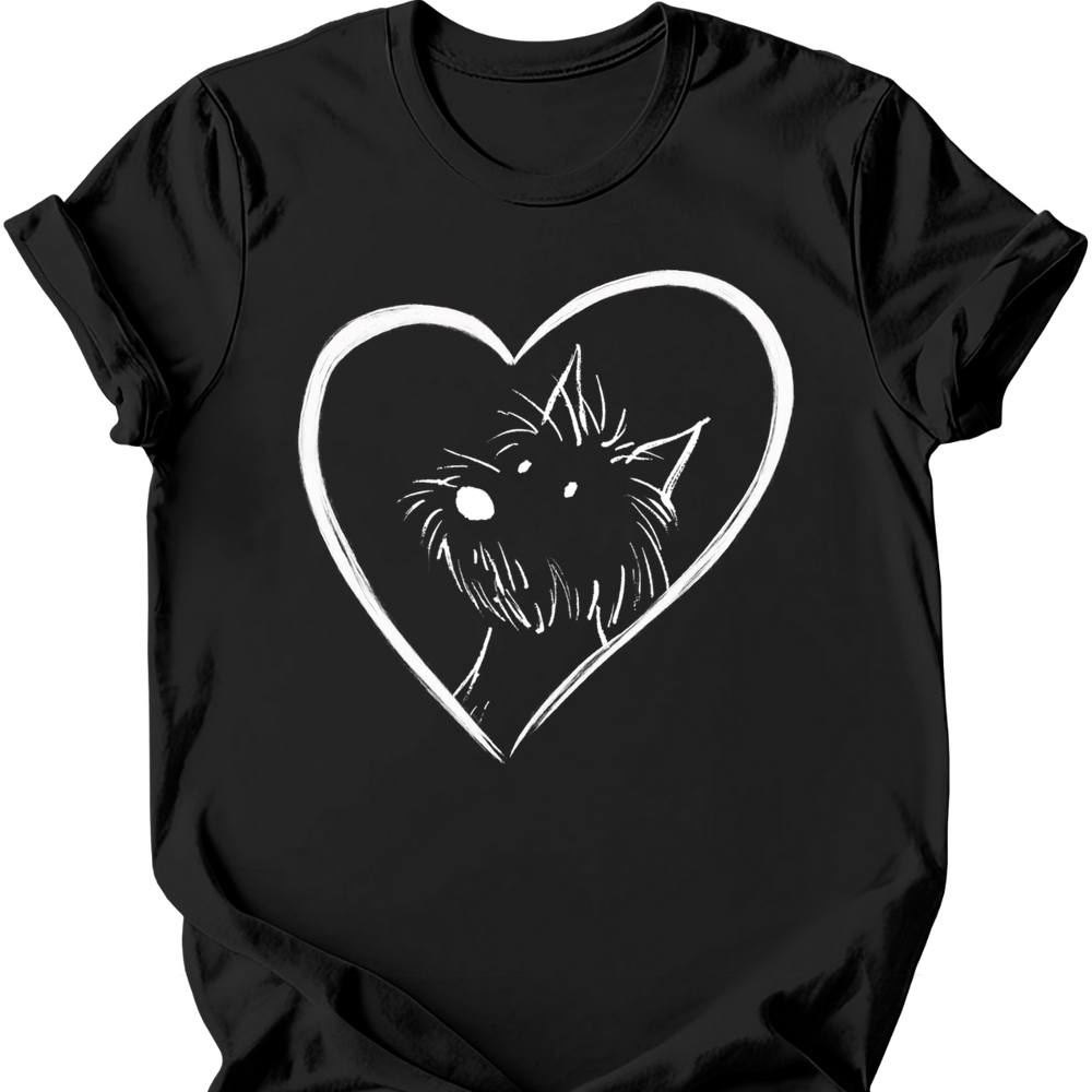 West Highland White Terrier heart dog tee black