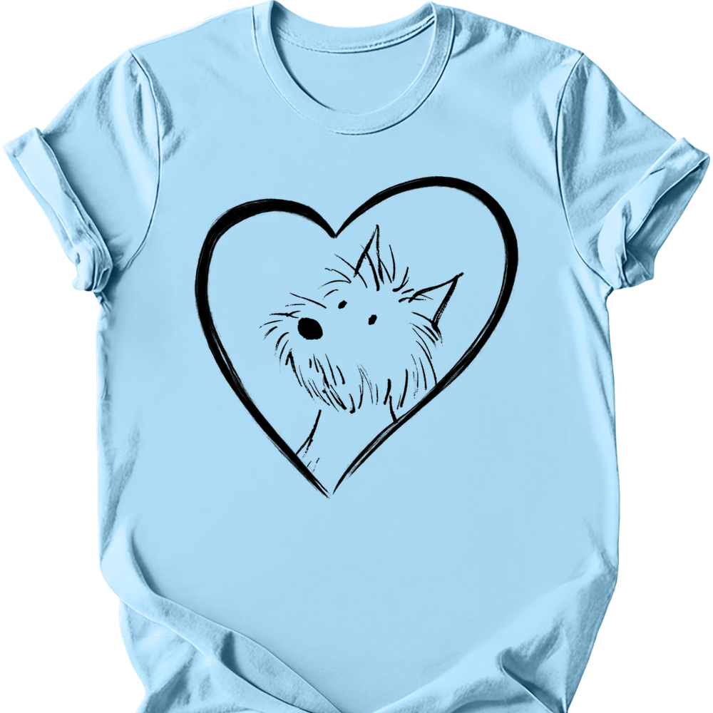 West Highland White Terrier heart dog tee light blue