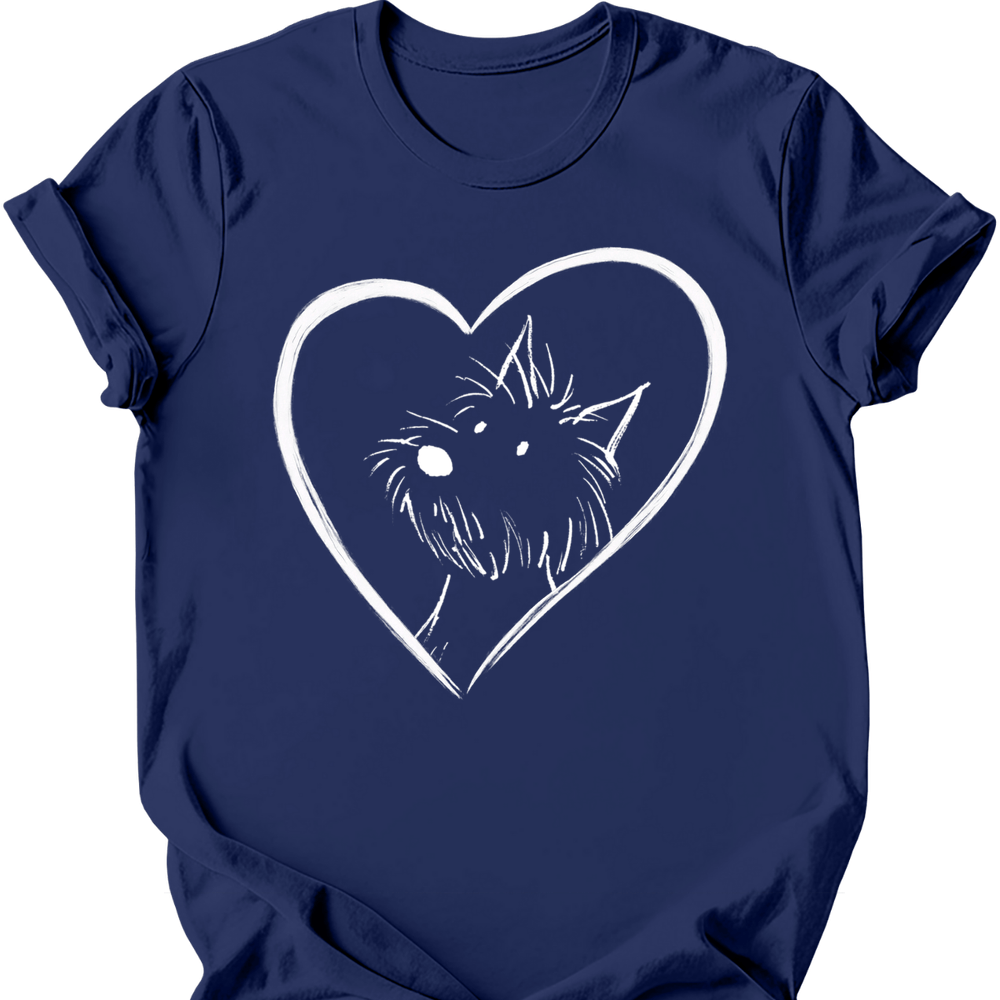 West Highland White Terrier heart dog tee navy