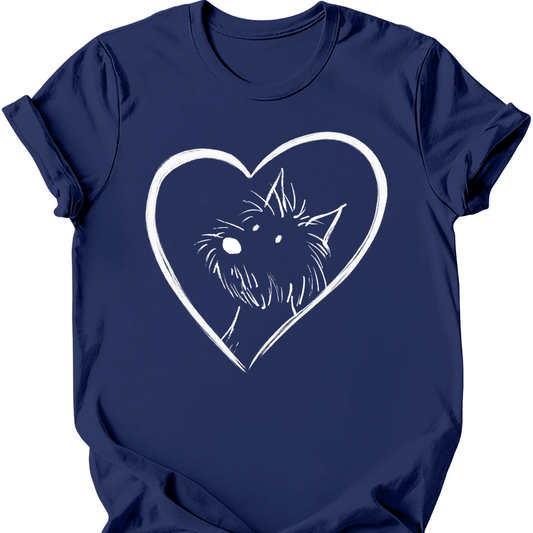 West Highland White Terrier heart dog tee navy