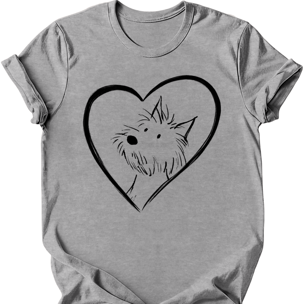 West Highland White Terrier heart dog tee sport grey