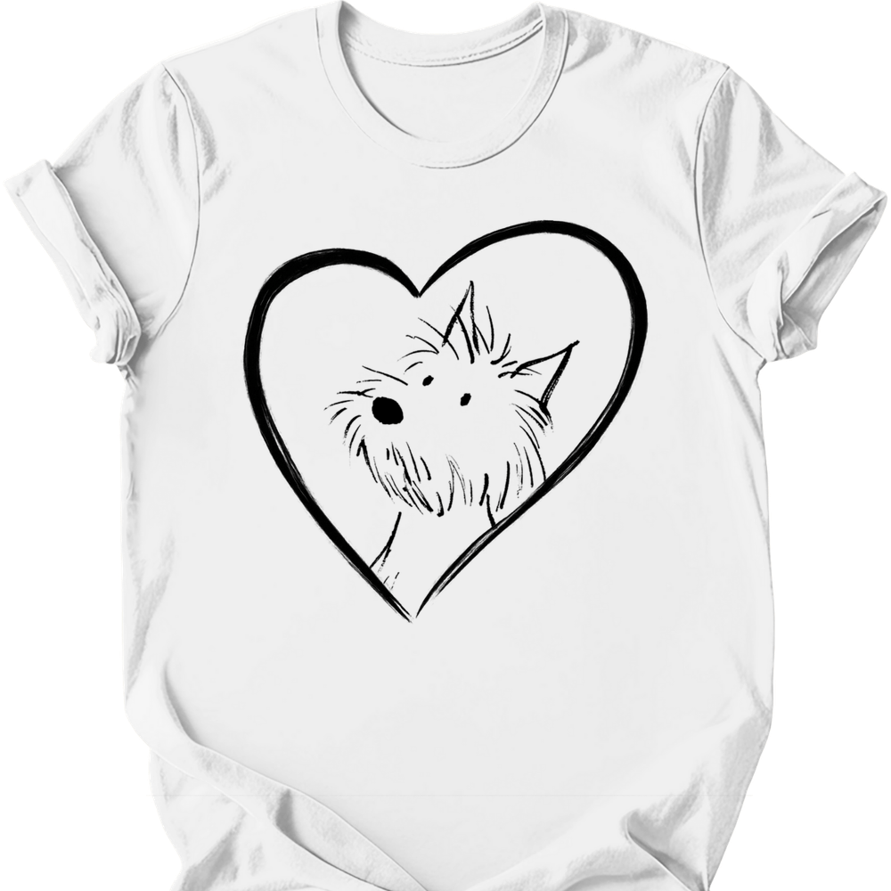 West Highland White Terrier heart dog tee white