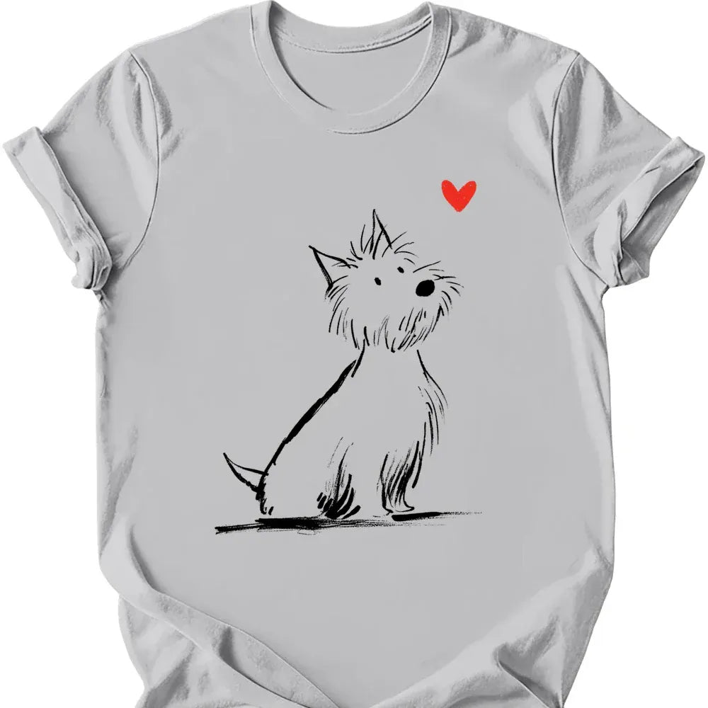 West Highland White Terrier sketch tee ice grey