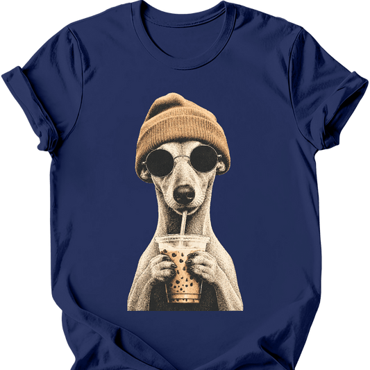 whippet hipster dog tee navy