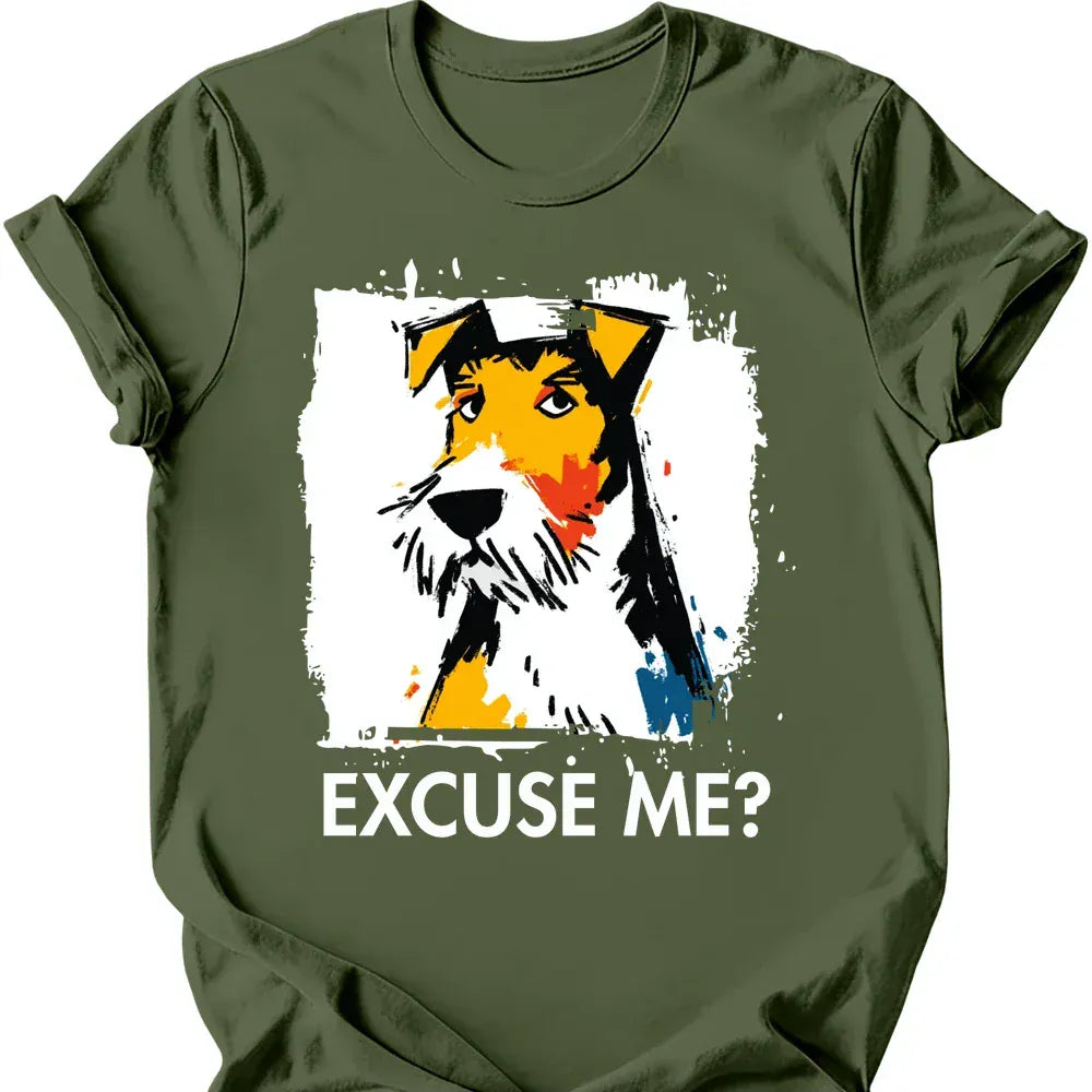 Wire Haired Fox Terrier excuse me tee military green