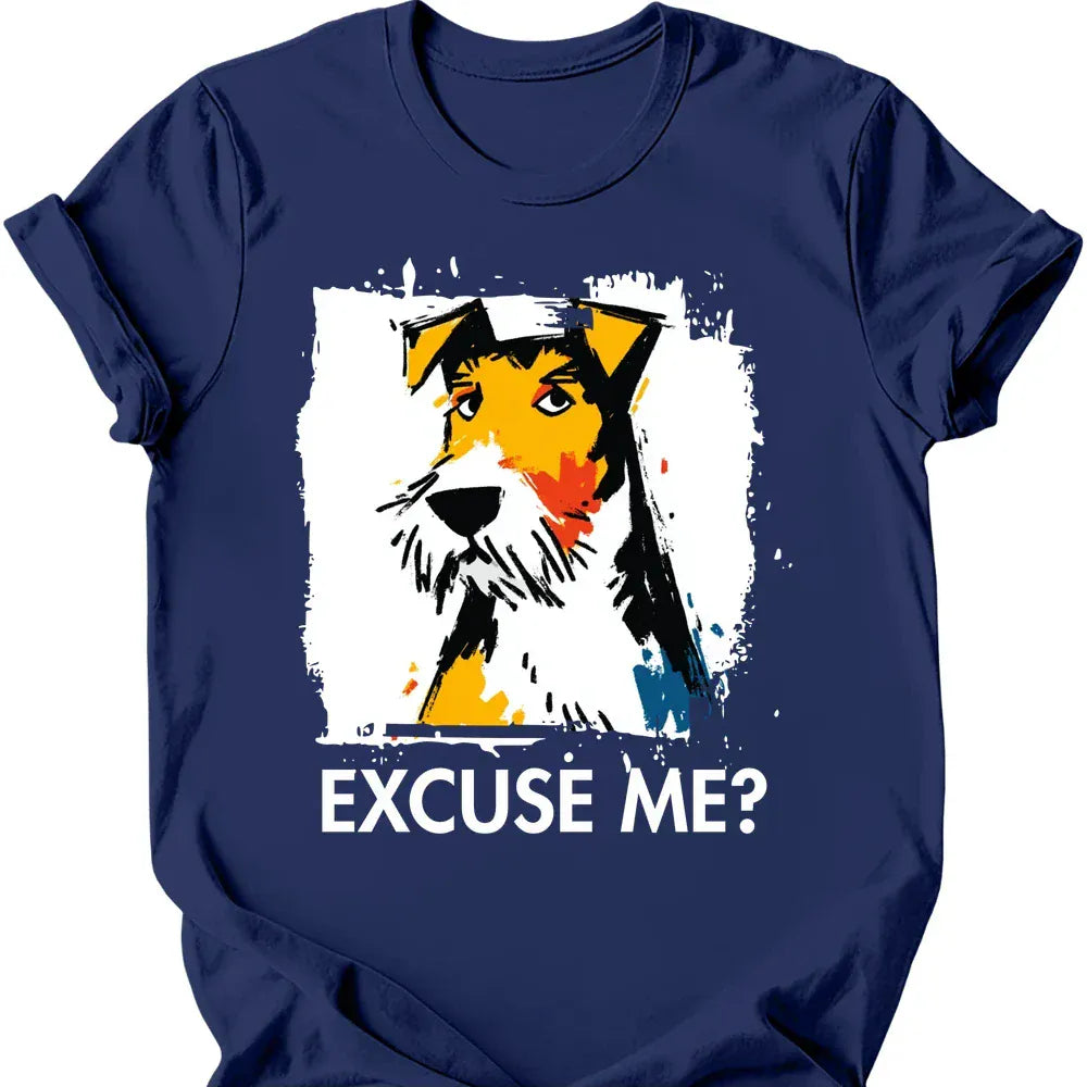Wire Haired Fox Terrier excuse me tee navy