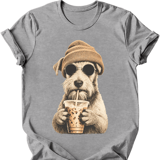 wire haired fox terrier hipster dog tee sport grey