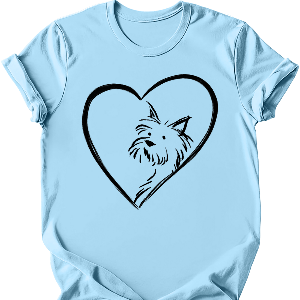 Yorkshire Terrier heart dog tee light blue