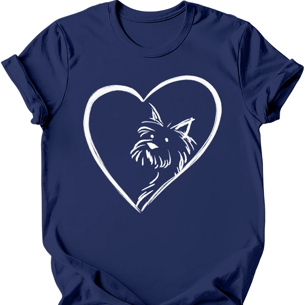 Yorkshire Terrier heart dog tee navy