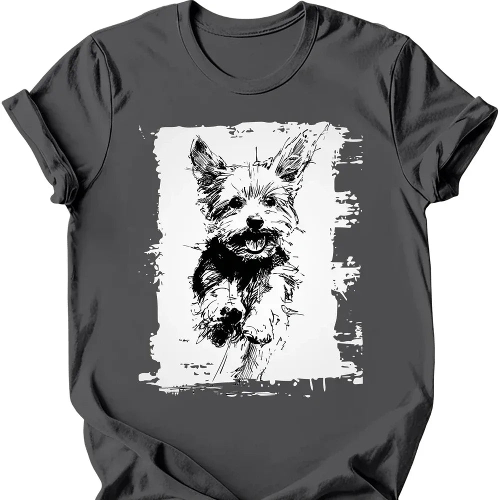 Yorkshire Terrier running dog tee charcoal