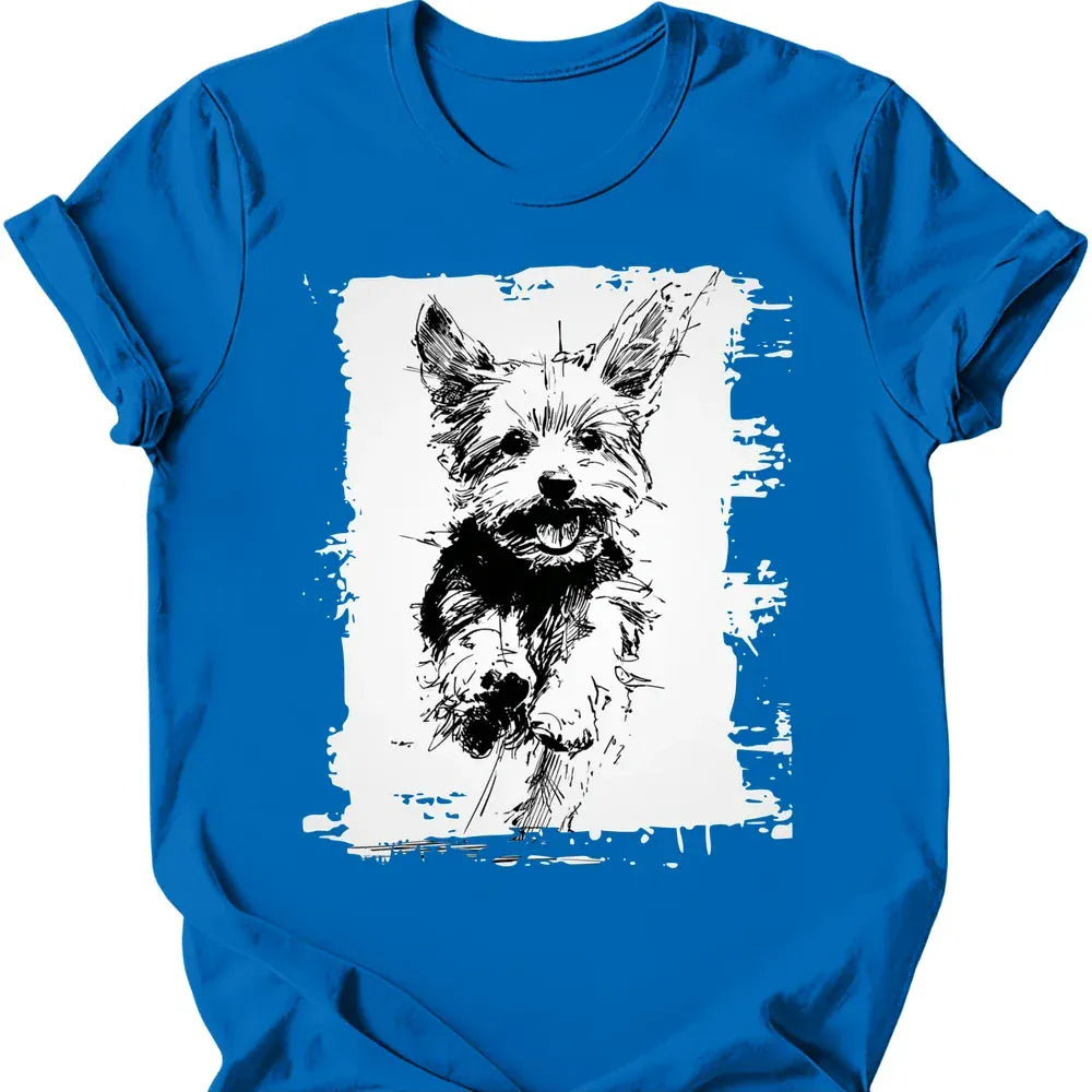 Yorkshire Terrier running dog tee royal
