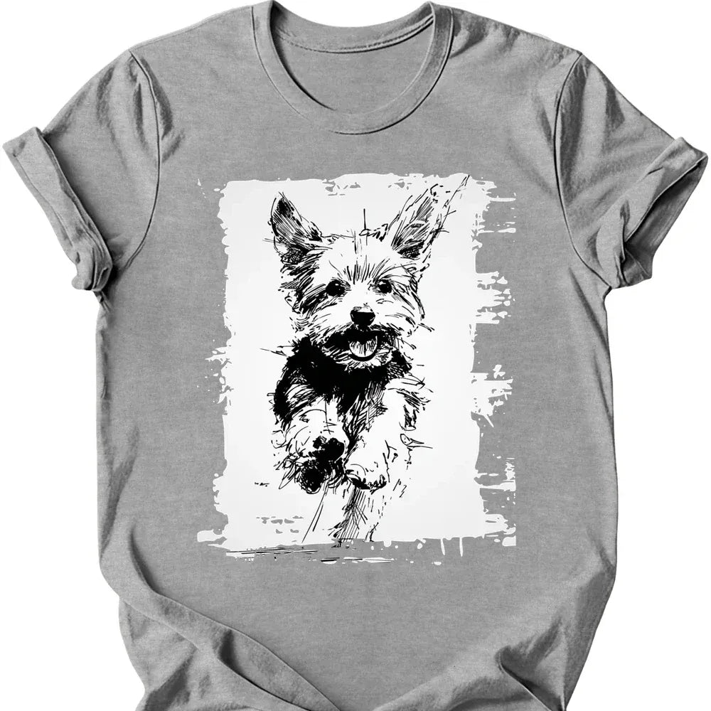 Yorkshire Terrier running dog tee sport grey