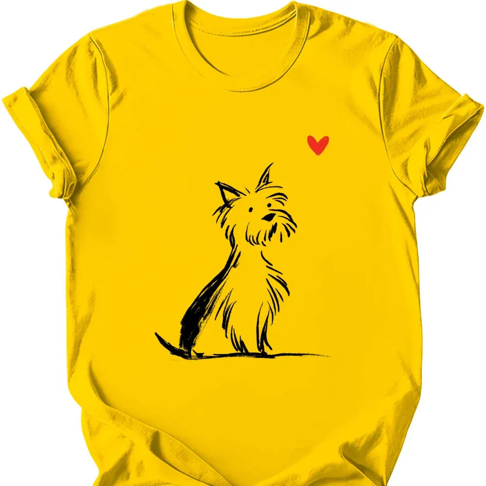 Yorkshire Terrier sketch tee daisy