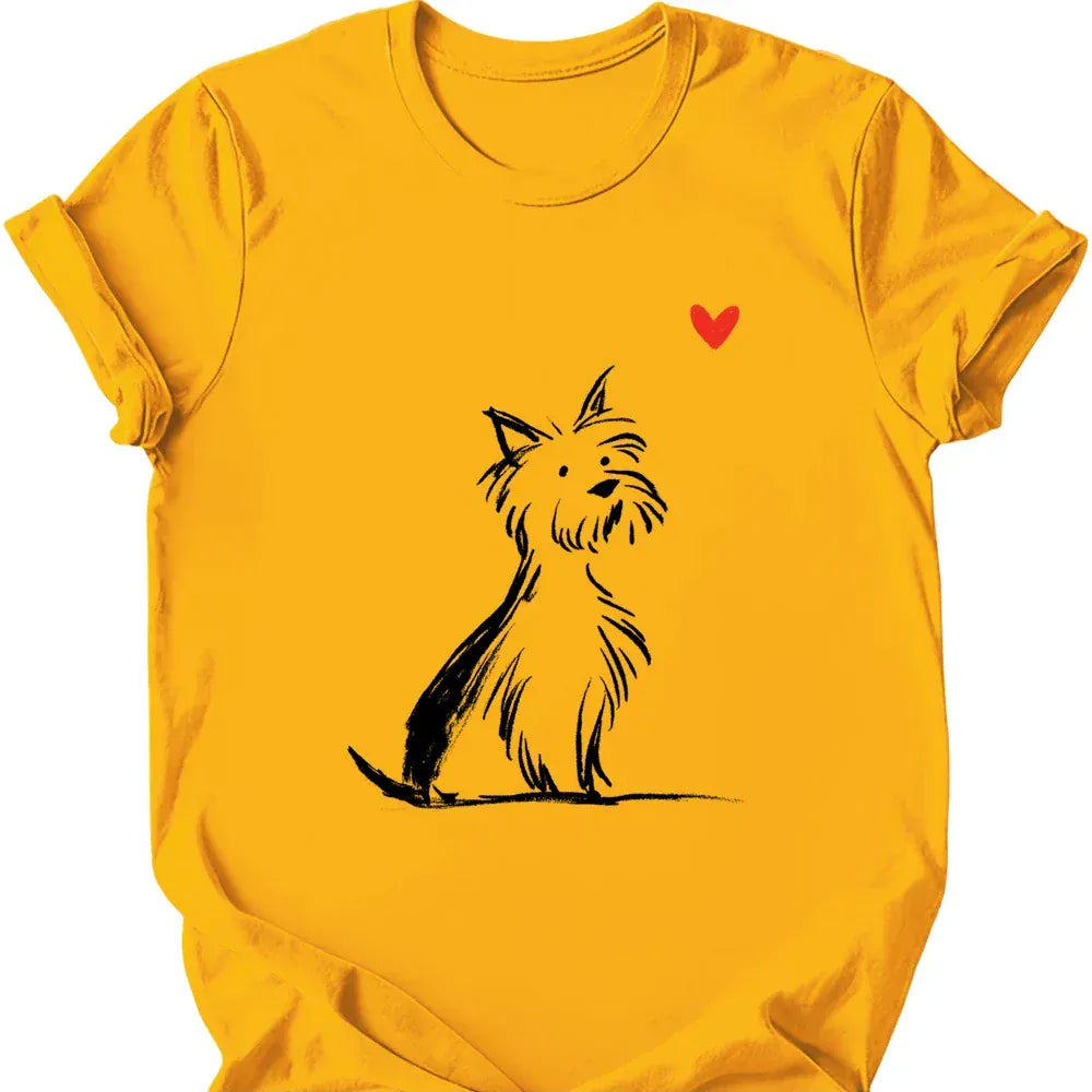 Yorkshire Terrier sketch tee gold