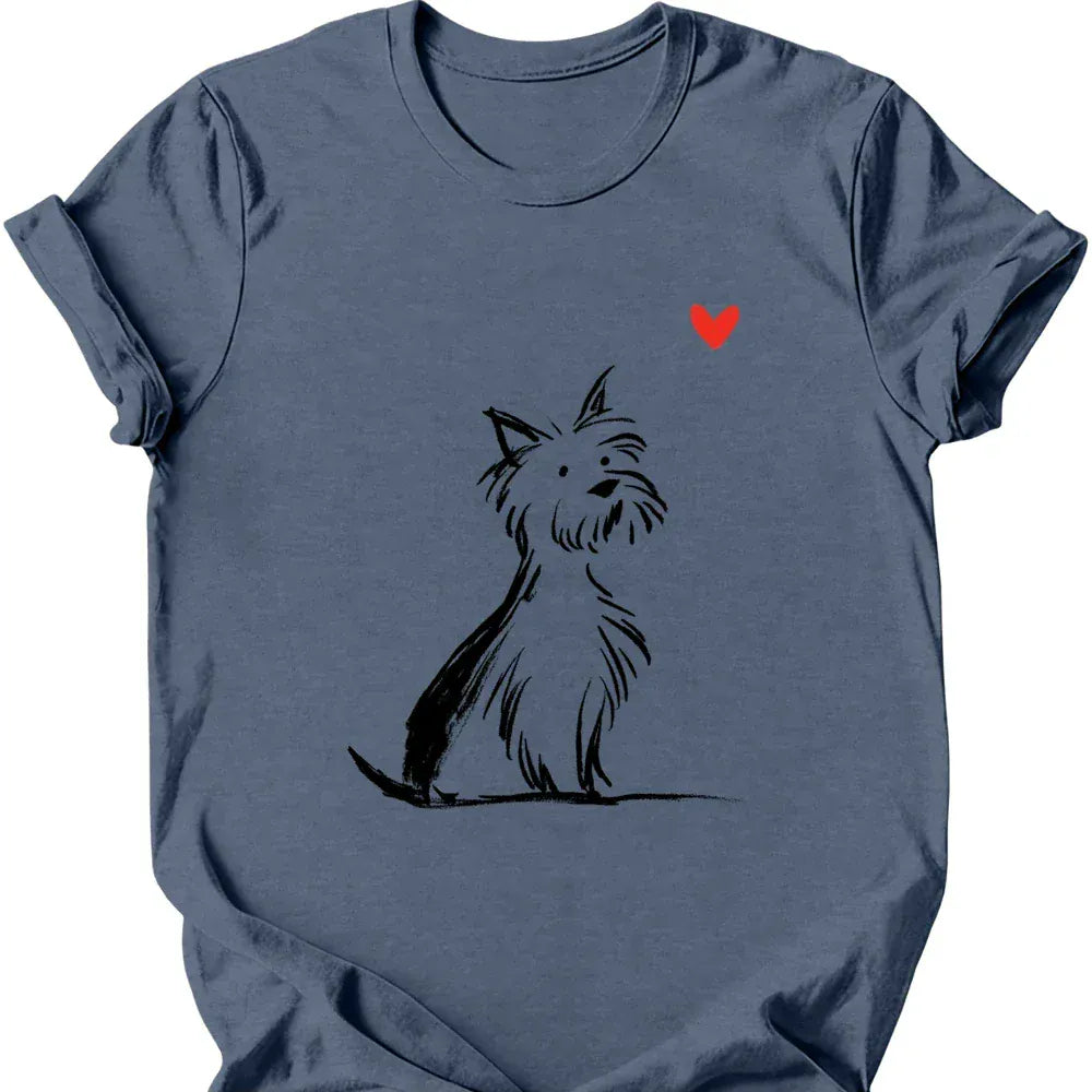 Yorkshire Terrier sketch tee heather indigo