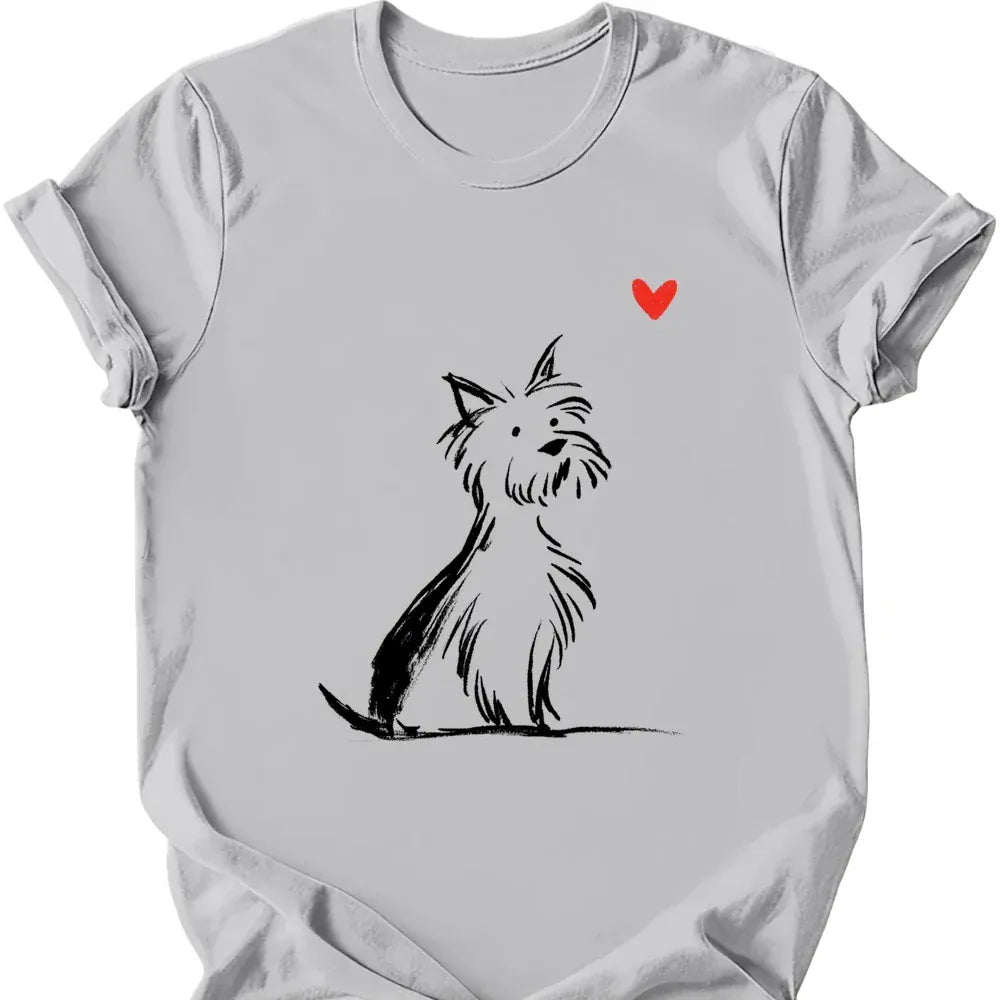 Yorkshire Terrier sketch tee ice grey