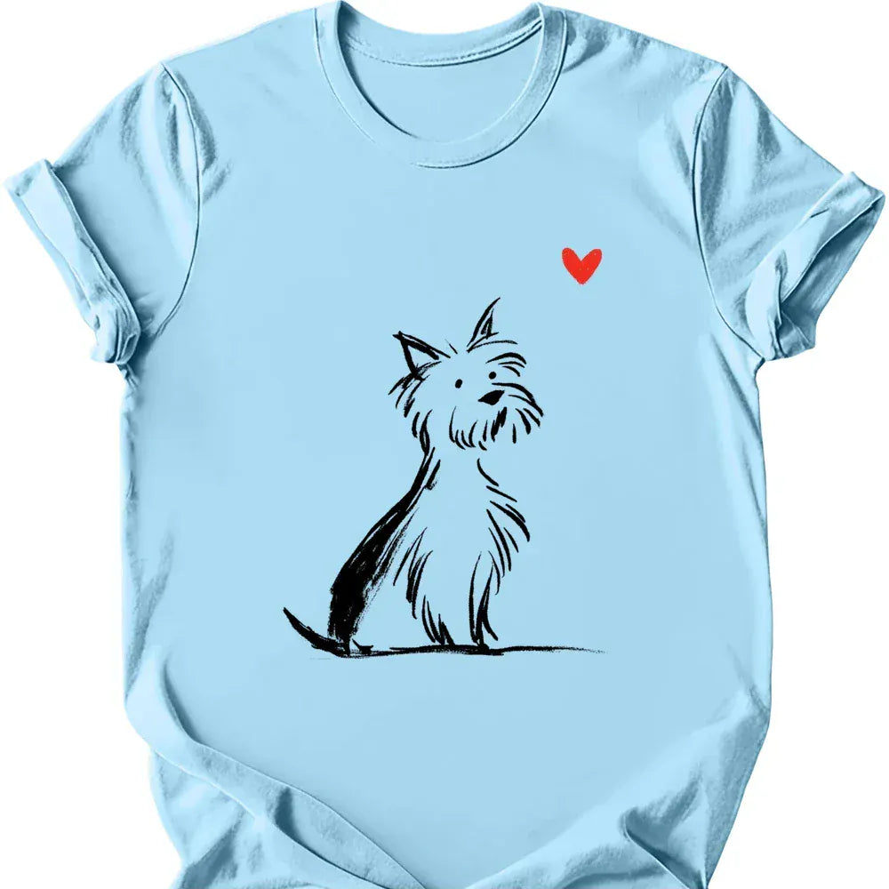 Yorkshire Terrier sketch tee light blue