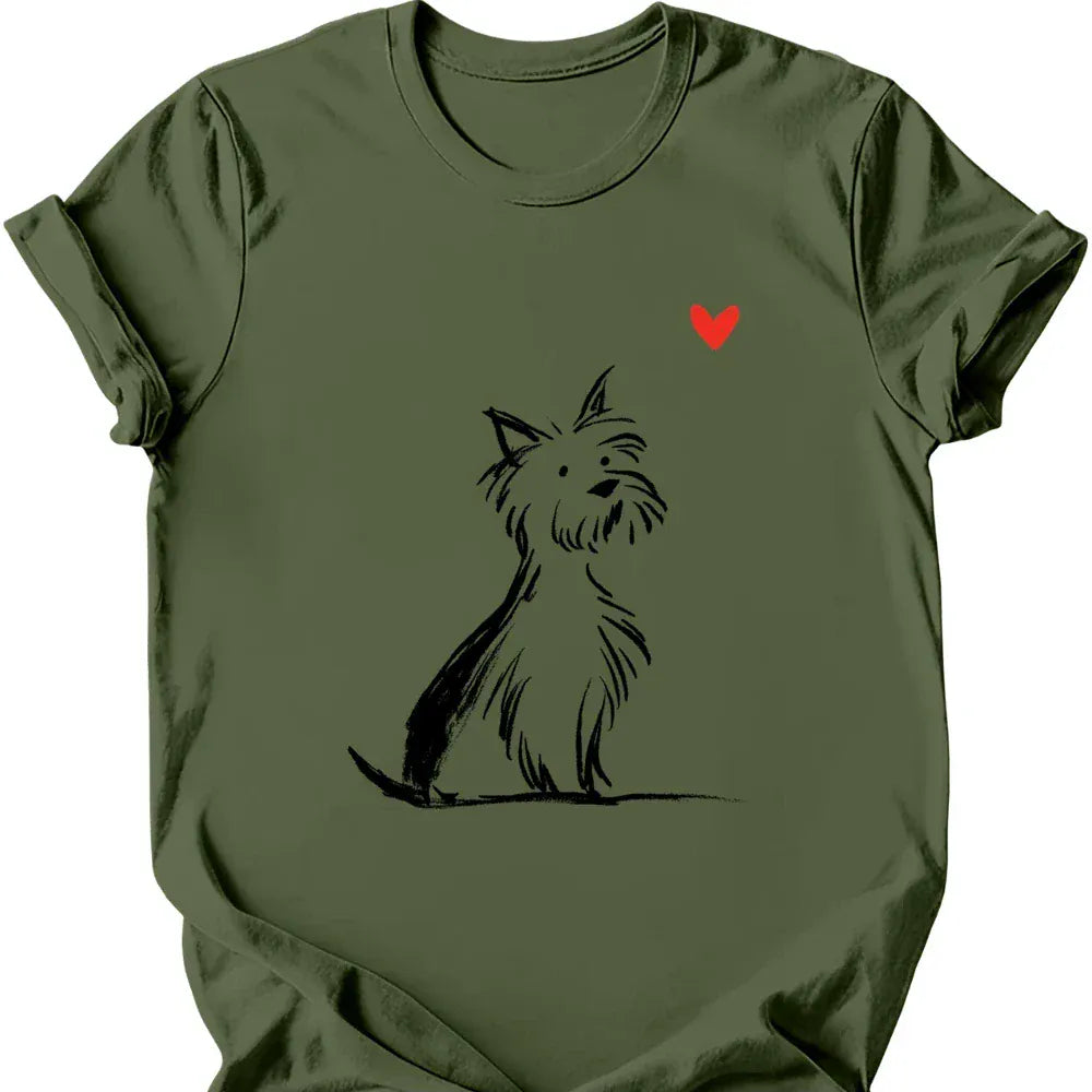 Yorkshire Terrier sketch tee military green